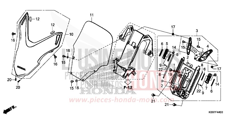 VISIERE AVANT/PARE-BRISE de Forza 300 MAT PEARL COOL WHITE (NHB44) 2019